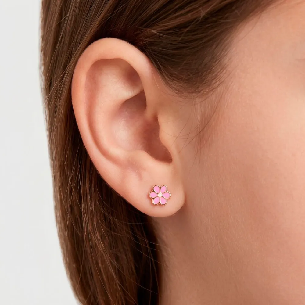 Boucles D'oreilles Puces Or Jaune Talia Email|Marc Orian Hot