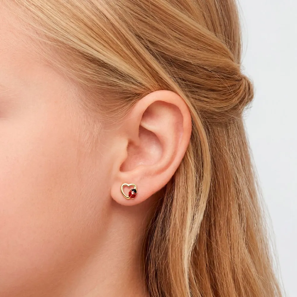 Boucles D'oreilles Puces Or Jaune Syringa Smalto|Marc Orian Hot