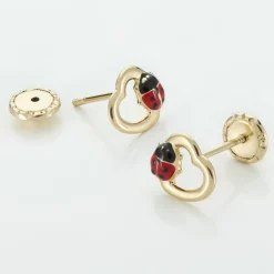 Boucles D'oreilles Puces Or Jaune Syringa Smalto|Marc Orian