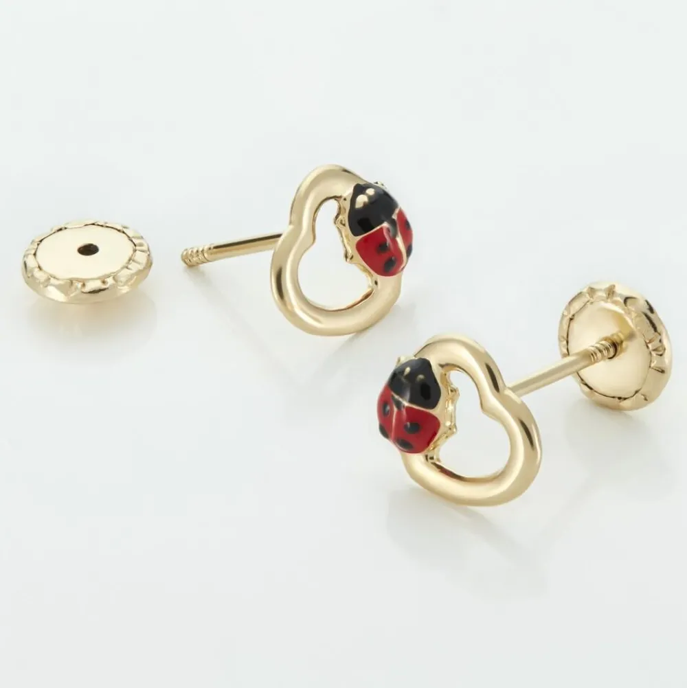 Boucles D'oreilles Puces Or Jaune Syringa Smalto|Marc Orian