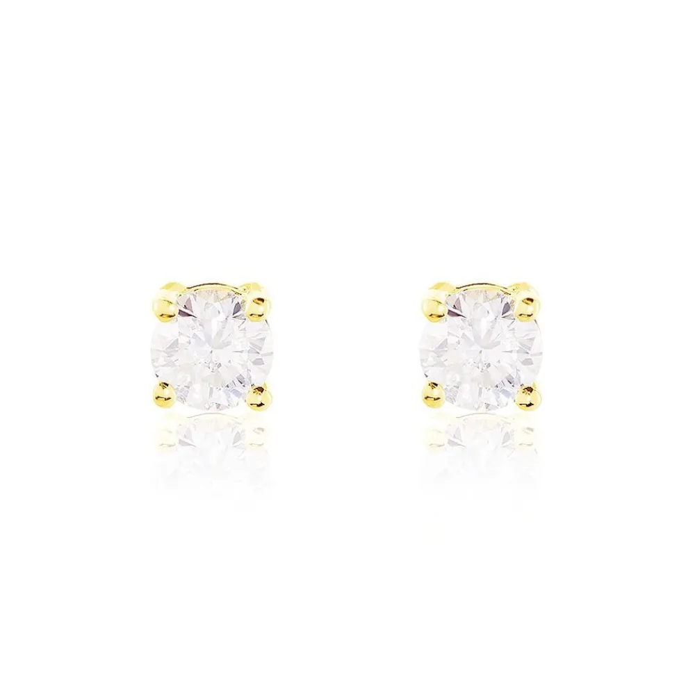 Boucles D'oreilles Puces Or Jaune Victoria Diamants|Marc Orian Online