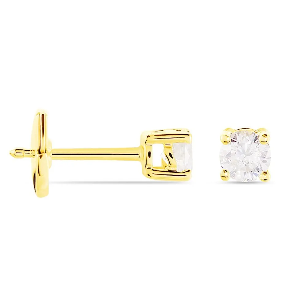Boucles D'oreilles Puces Or Jaune Victoria Diamants|Marc Orian Online