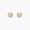 Boucles D'oreilles Puces Or Jaune Diamants