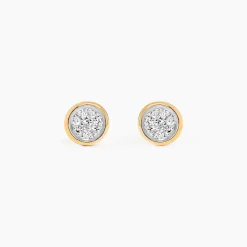 Boucles D'oreilles Puces Or Jaune Diamants
