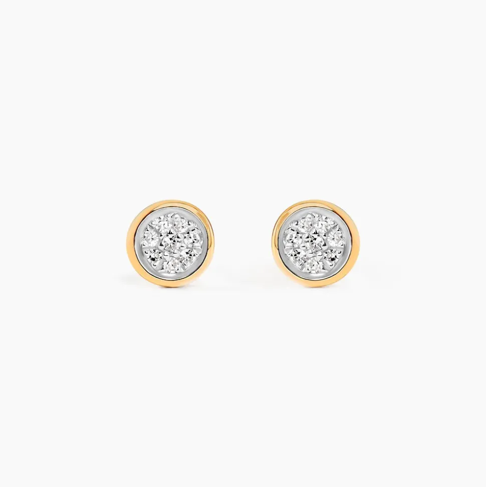 Boucles D'oreilles Puces Or Jaune Diamants