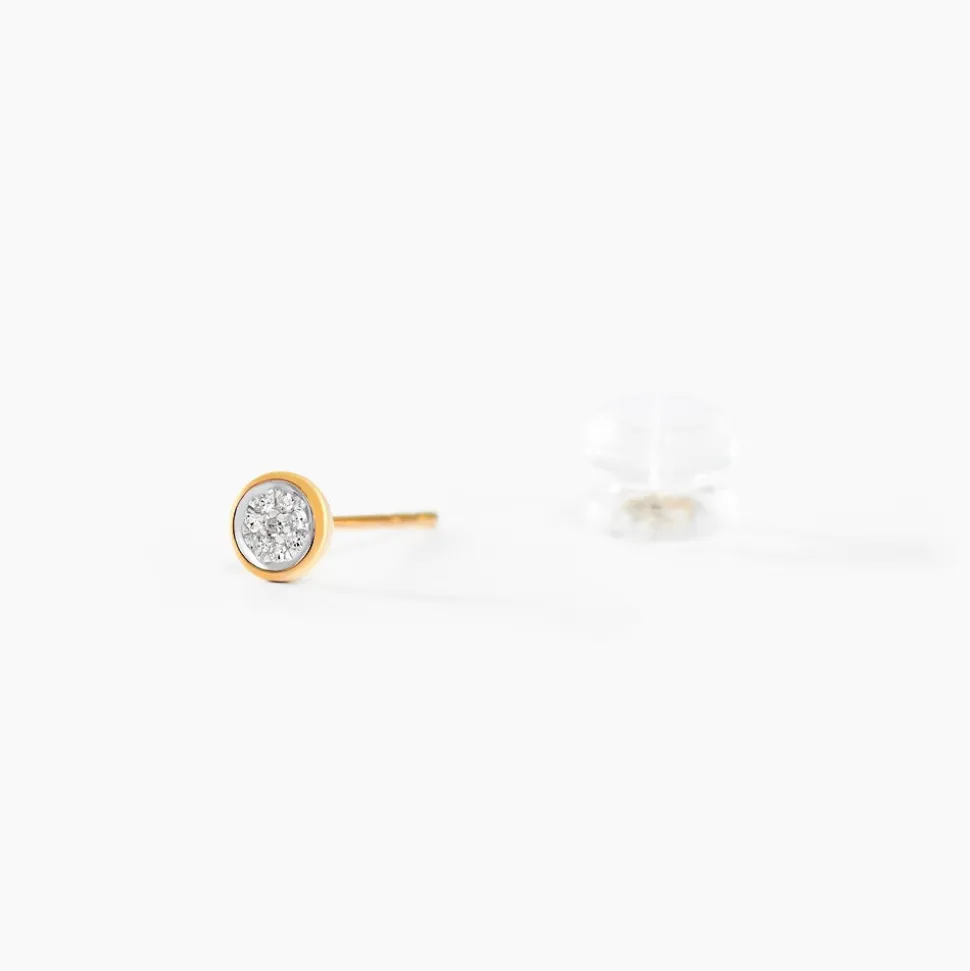 Boucles D'oreilles Puces Or Jaune Diamants