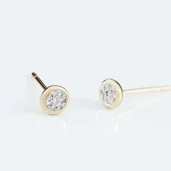 Boucles D'oreilles Puces Or Jaune Diamants