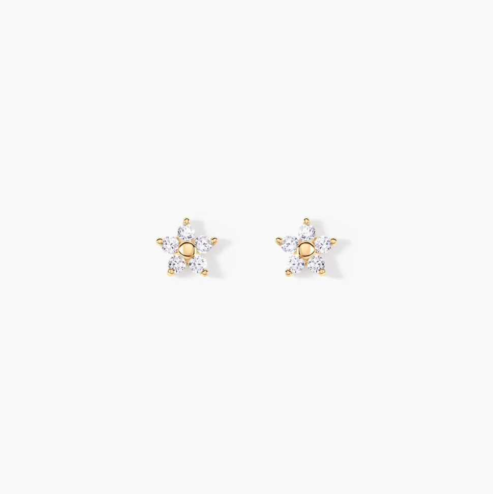 Boucles D'oreilles Puces Or Jaune Convallaria Oxydes