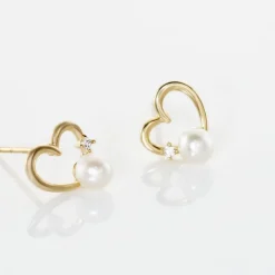 Boucles D'oreilles Puces Or Jaune Fergus Perle De Culture Oxyde|Marc Orian New