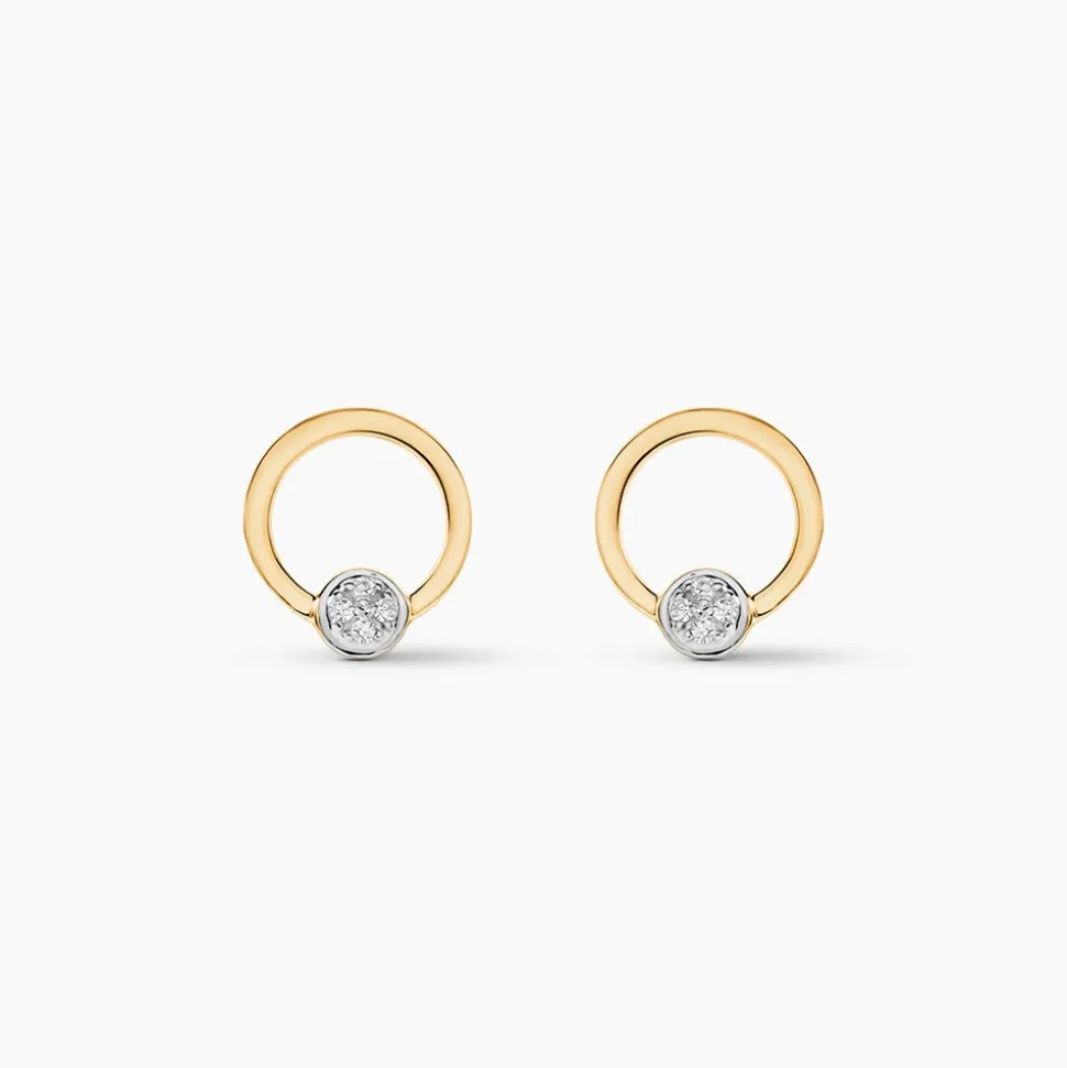 Boucles D'oreilles Puces Or Jaune Akiva Diamants