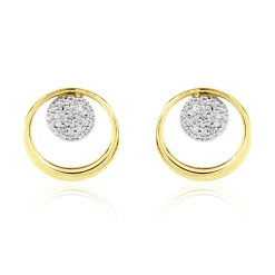 Boucles D'oreilles Puces Or Jaune Laberiane Diamants