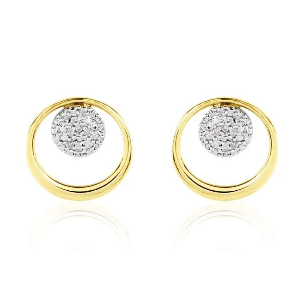 Boucles D'oreilles Puces Or Jaune Laberiane Diamants