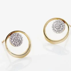 Boucles D'oreilles Puces Or Jaune Laberiane Diamants