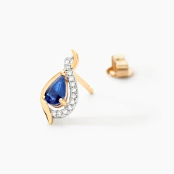 Boucles D'oreilles Puces Or Jaune Angelika Saphir|Marc Orian Hot