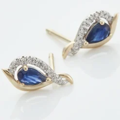 Boucles D'oreilles Puces Or Jaune Angelika Saphir|Marc Orian Hot