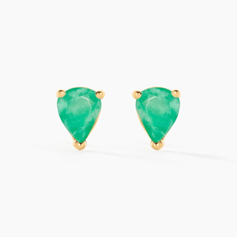 Boucles D'oreilles Puces Or Jaune Pluie D'Eclat Emeraude|Marc Orian Sale
