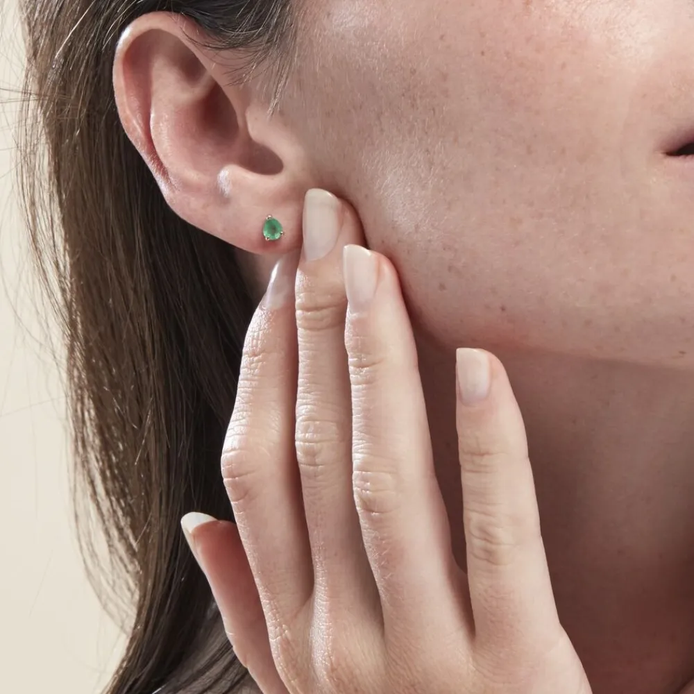 Boucles D'oreilles Puces Or Jaune Pluie D'Eclat Emeraude|Marc Orian Sale