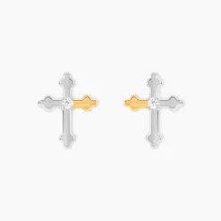 Boucles D'Oreilles Puces Or Jaune Argent Blanc Oxyde De Zirconium|Marc Orian Clearance