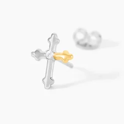 Boucles D'Oreilles Puces Or Jaune Argent Blanc Oxyde De Zirconium|Marc Orian Clearance