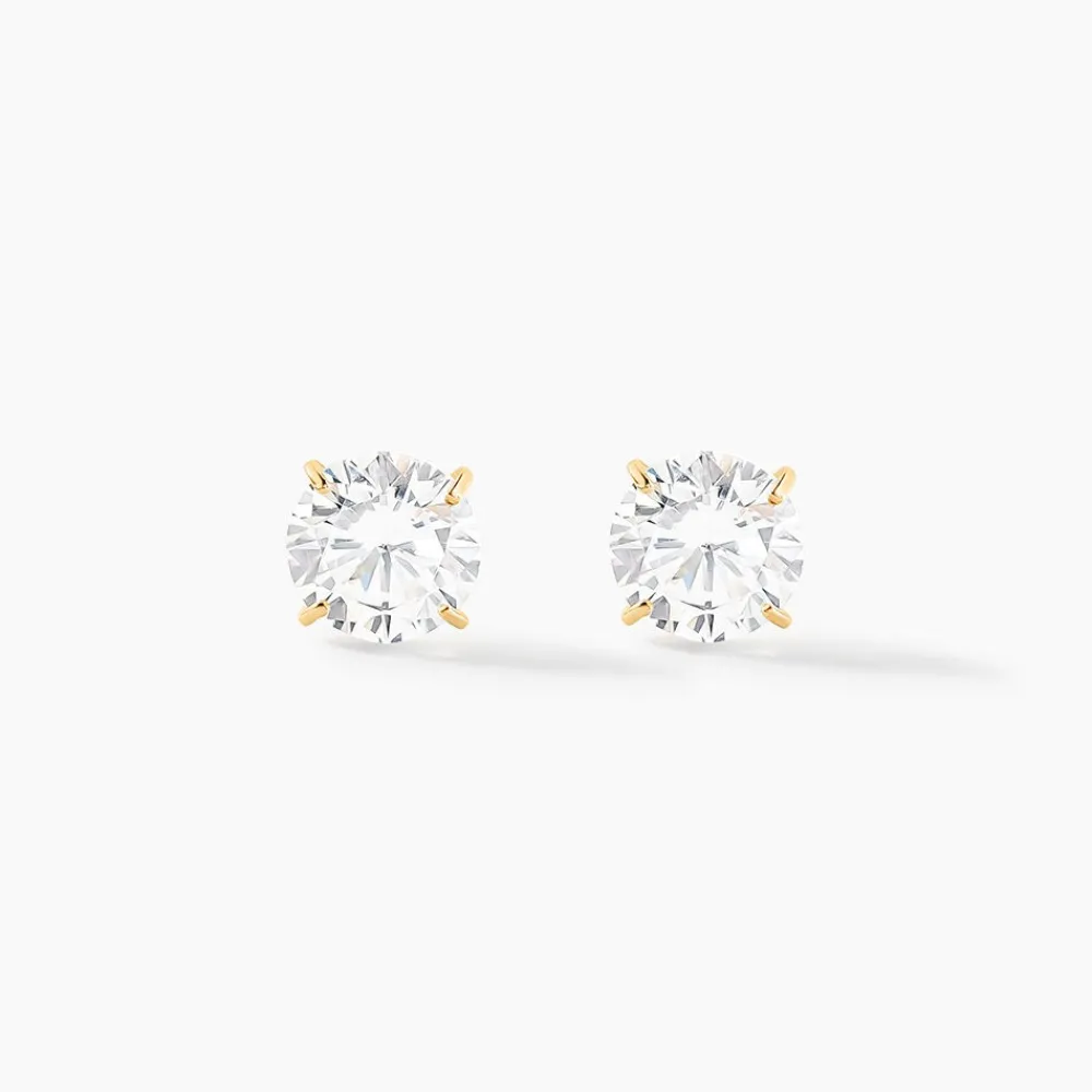 Boucles D'oreilles Puces Or Jaune Katherina Oxyde De Zirconium|Marc Orian Online