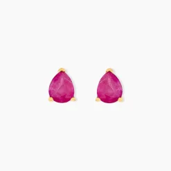Boucles D'oreilles Puces Or Jaune Pluie D'Eclat Rubis|Marc Orian New