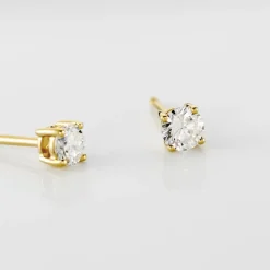 Boucles D'oreilles Puces Or Jaune Diamants Synthetique|Marc Orian New
