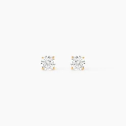Boucles D'oreilles Puces Or Jaune Diamants Synthetique|Marc Orian New