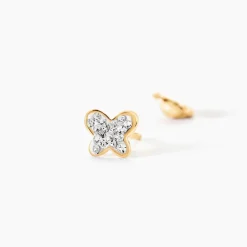 Boucles D'oreilles Puces Or Jaune Cercis Strass|Marc Orian New