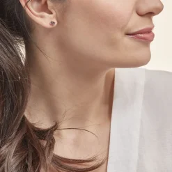 Boucles D'oreilles Puces Ovale Serti Griffe Or Jaune Amethyste|Marc Orian