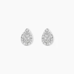 Boucles D'oreilles Puces Pear C Or Jaune Diamant