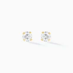 Boucles D'oreilles Puces Pepita Or Jaune Oxyde De Zirconium