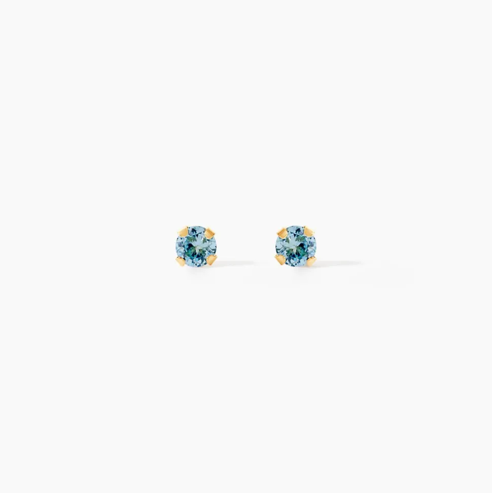 Boucles D'oreilles Puces Pepita Or Jaune Oxyde De Zirconium