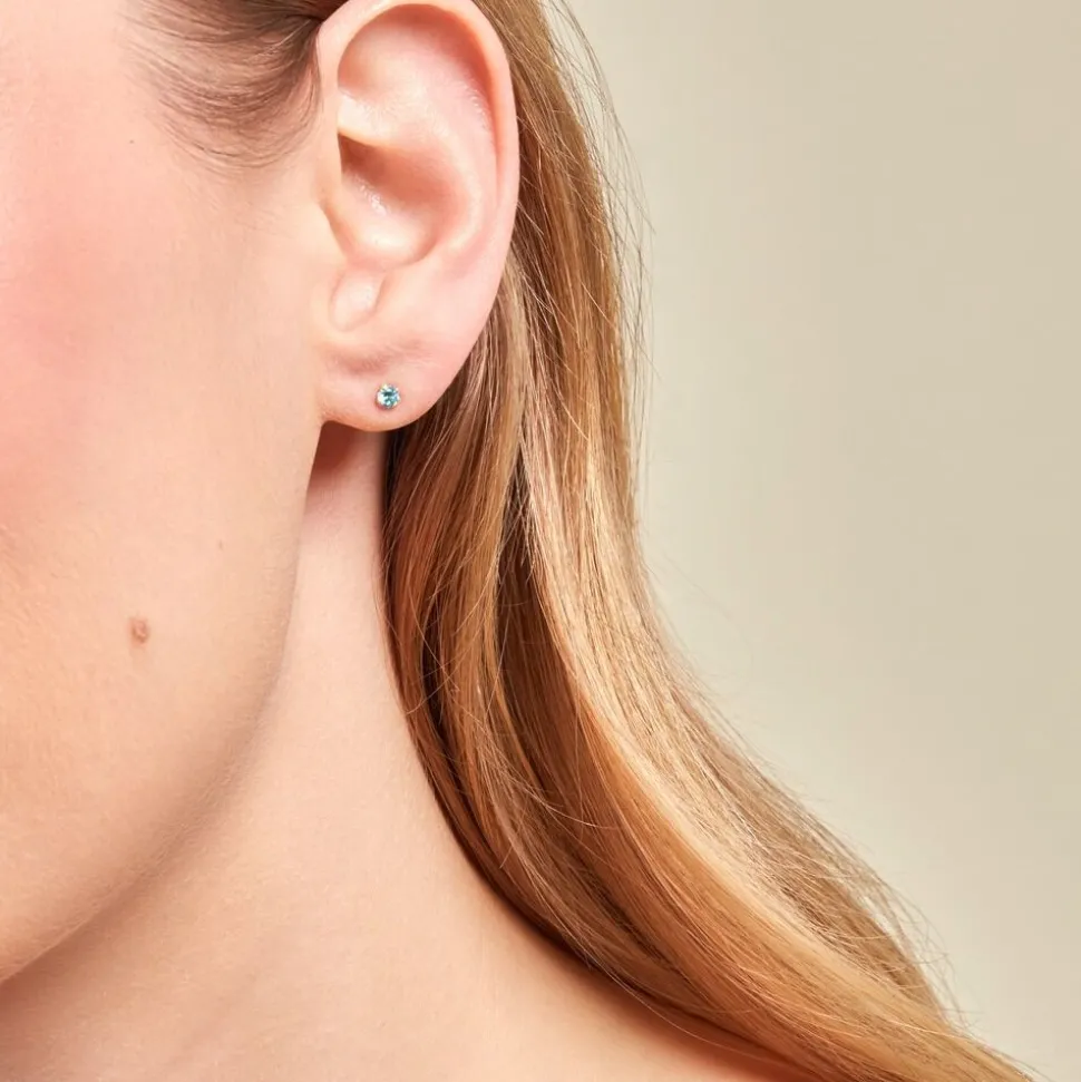 Boucles D'oreilles Puces Pepita Or Jaune Oxyde De Zirconium