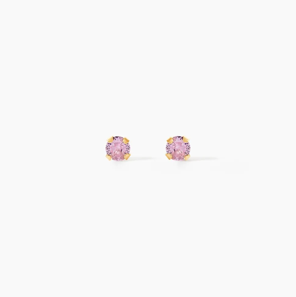 Boucles D'oreilles Puces Pepita Or Jaune Oxyde De Zirconium