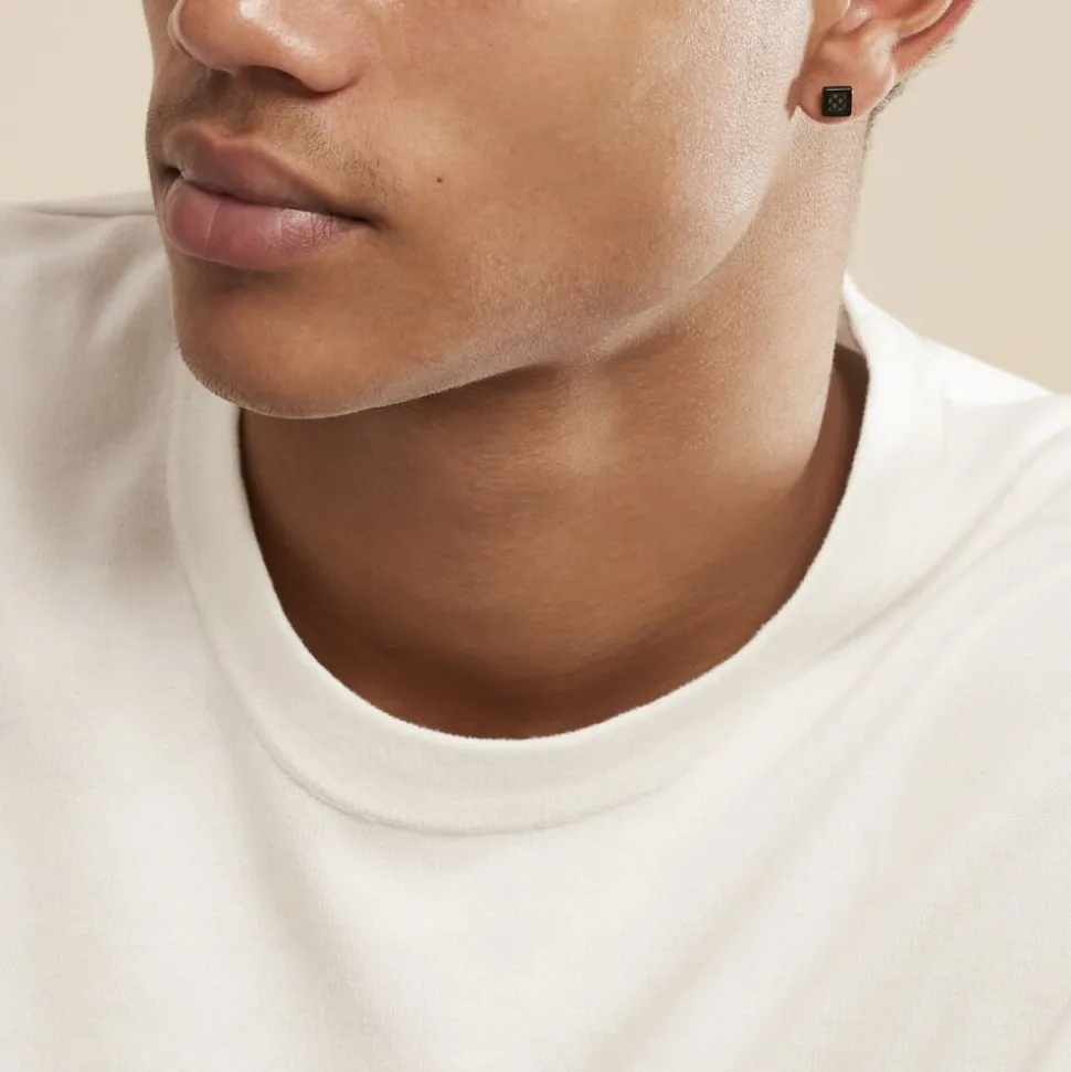 Boucles D'oreilles Puces Phebus Him Acier Noir