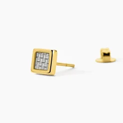 Boucles D'oreilles Puces Phebus Him Acier Doré Carbone