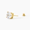 Boucles D'oreilles Puces Acier Doré Oxyde De Zirconium|PHEBUS HIM