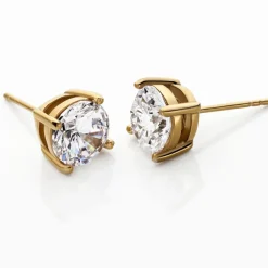 Boucles D'oreilles Puces Acier Doré Oxyde De Zirconium|PHEBUS HIM