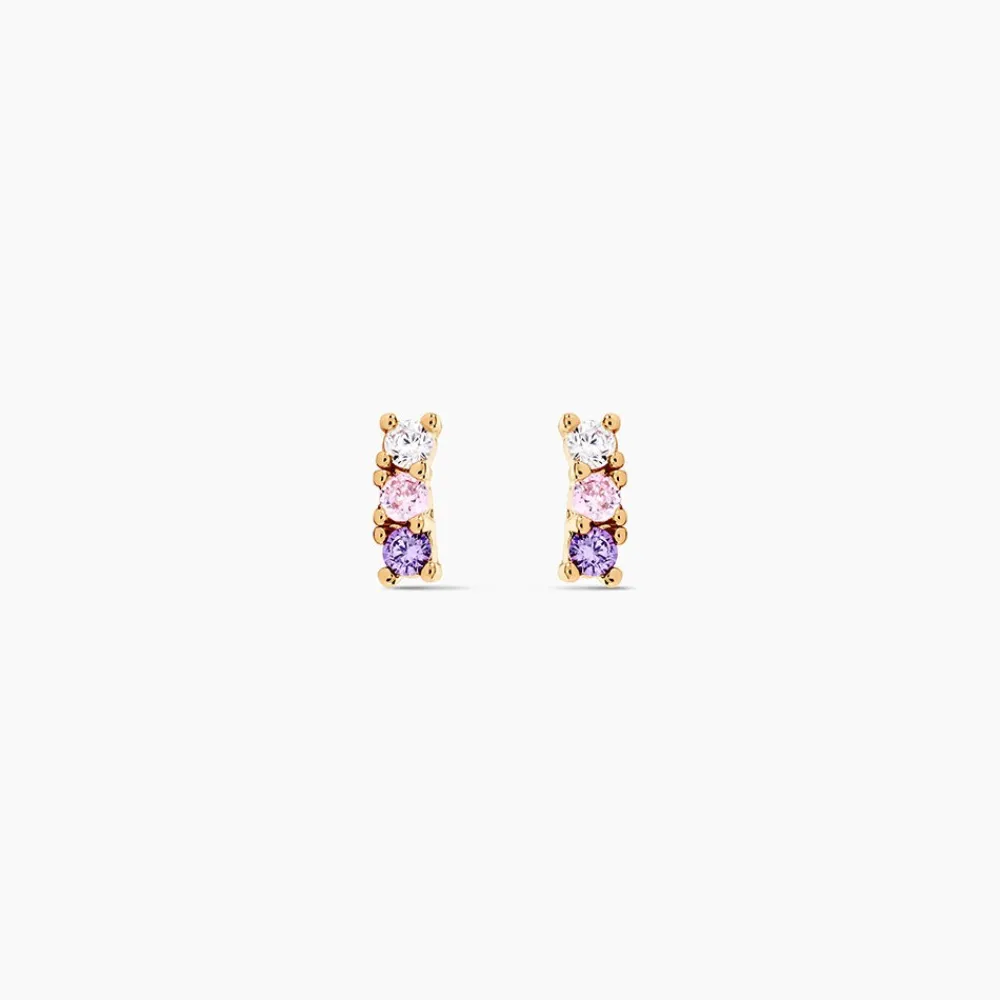 Boucles D'oreilles Puces Plaqué Or Jaune Alodia Oxydes De Zirconium|Marc Orian