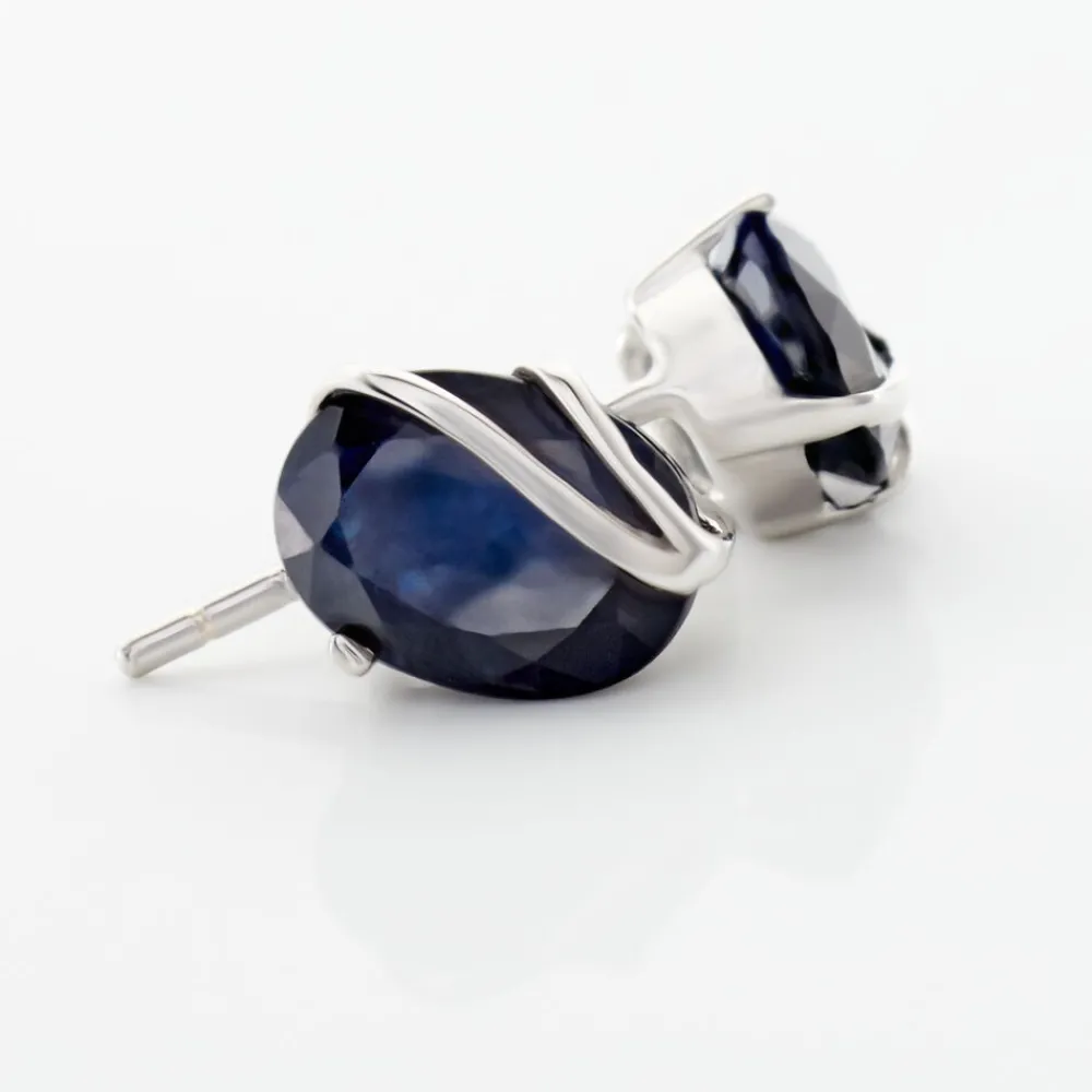 Boucles D'oreilles Puces Prudencia Or Blanc Saphir|Marc Orian Sale