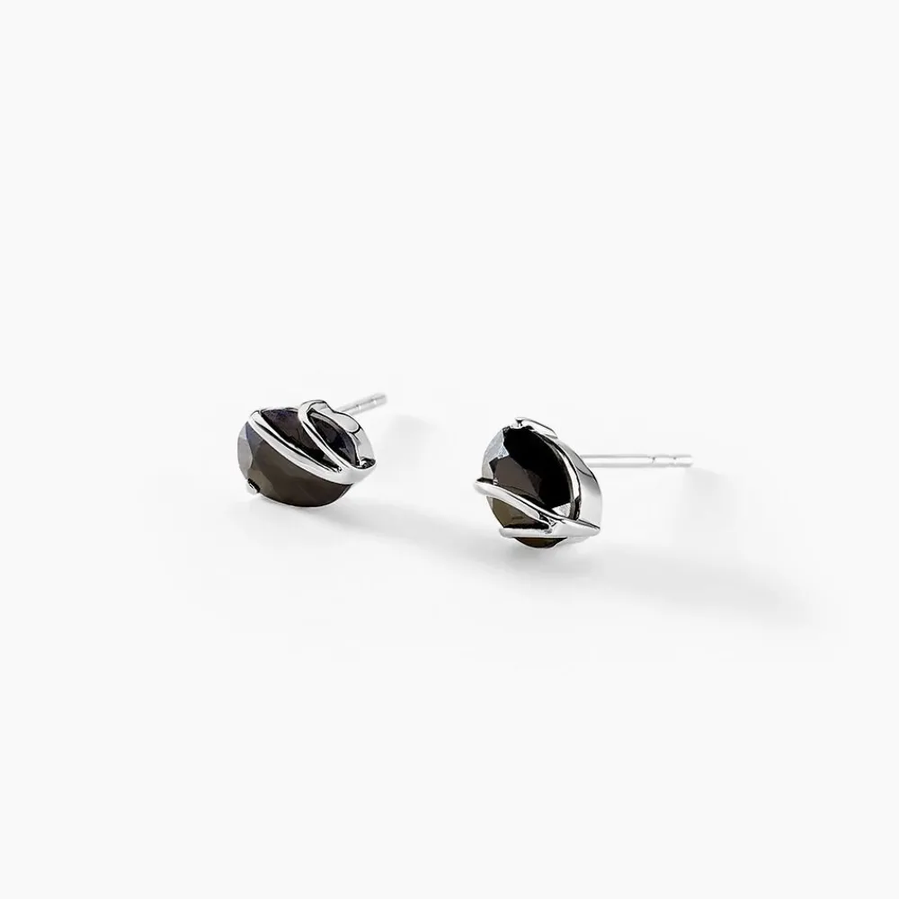 Boucles D'oreilles Puces Prudencia Or Blanc Saphir|Marc Orian Sale