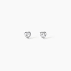 Boucles D'Oreilles Puces Querida Argent Blanc Oxyde De Zirconium|Marc Orian Discount