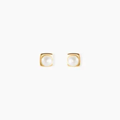 Boucles D'oreilles Puces Rhadia Or Jaune Perle De Culture|Marc Orian Best
