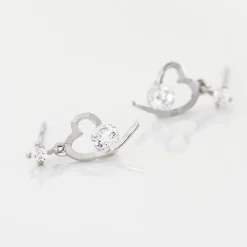 Boucles D'oreilles Puces Romance Or Blanc Oxyde De Zirconium