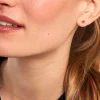 Boucles D'oreilles Puces Sabella Or Jaune Rubis Diamant