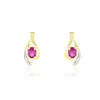 Boucles D'oreilles Puces Sagesse Or Jaune Rubis Et Diamant
