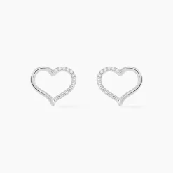 Boucles D'oreilles Puces Salona Argent Blanc Oxyde De Zirconium