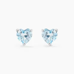 Boucles D'oreilles Puces Salona Or Blanc Topaze