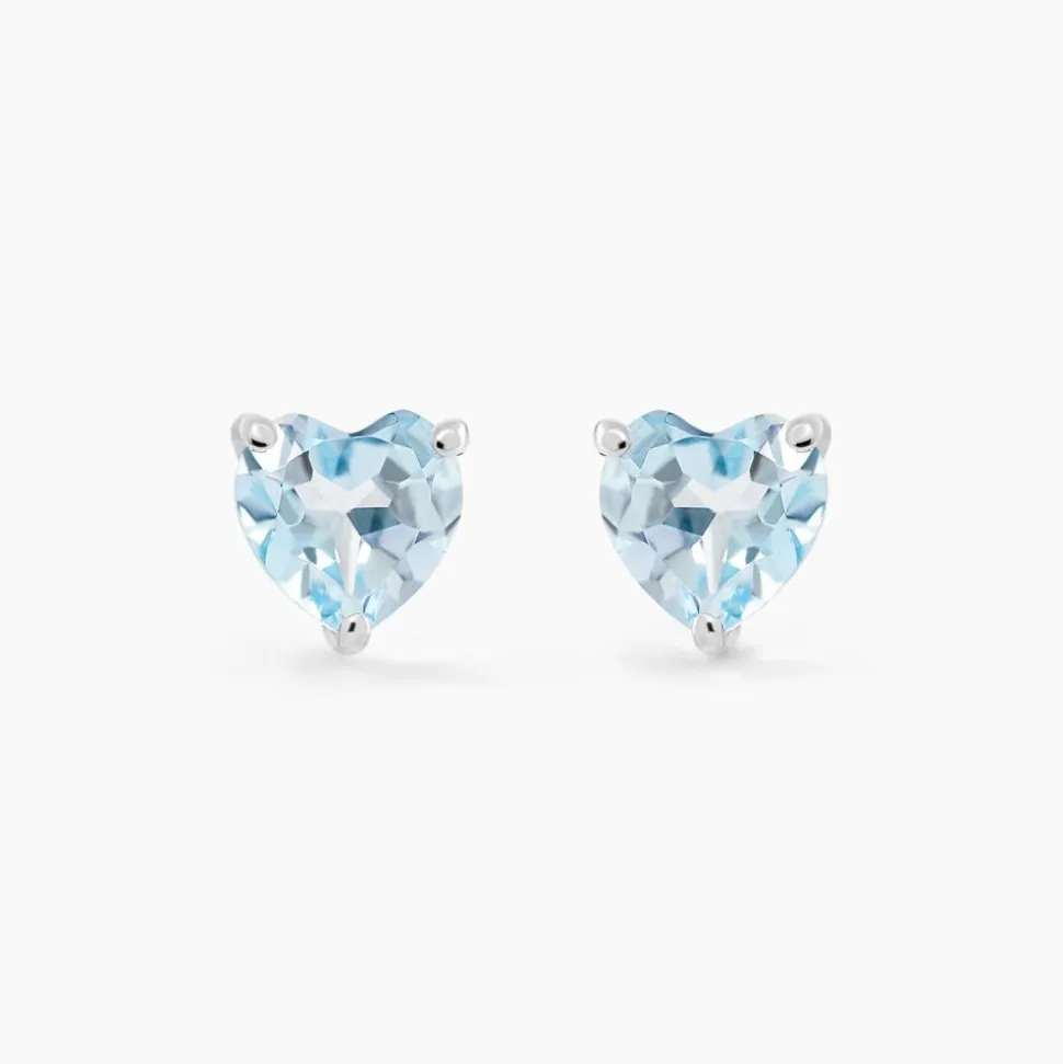 Boucles D'oreilles Puces Salona Or Blanc Topaze