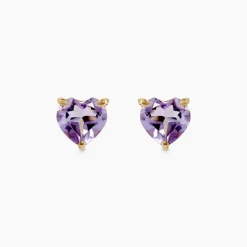 Boucles D'oreilles Puces Salona Or Jaune Amethyste